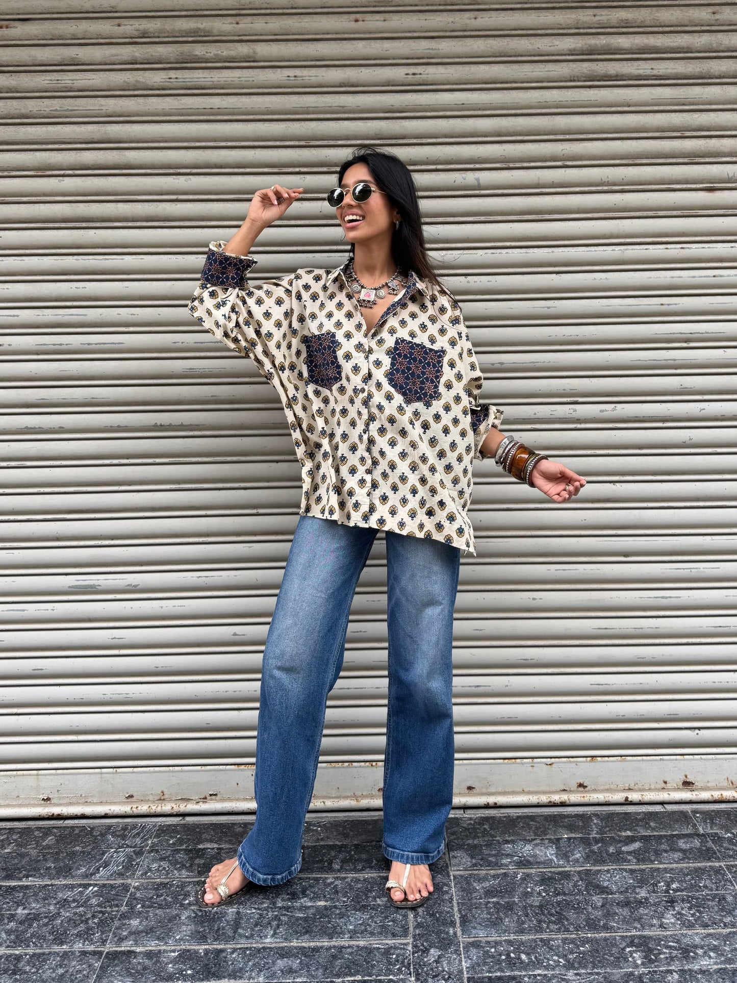 Malai Ajrakh Cotton Shirt