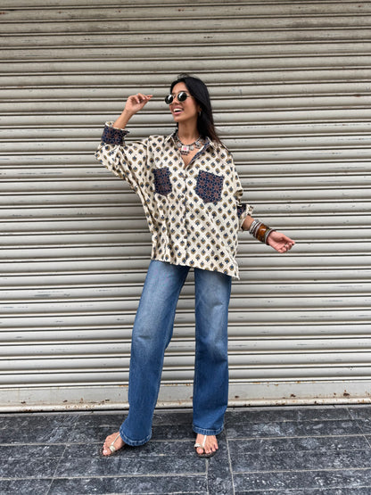 Malai Ajrakh Cotton Shirt