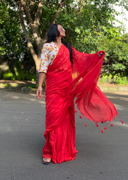 Rose Mul Cotton Saree