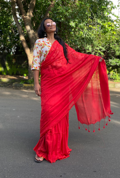 Rose Mul Cotton Saree