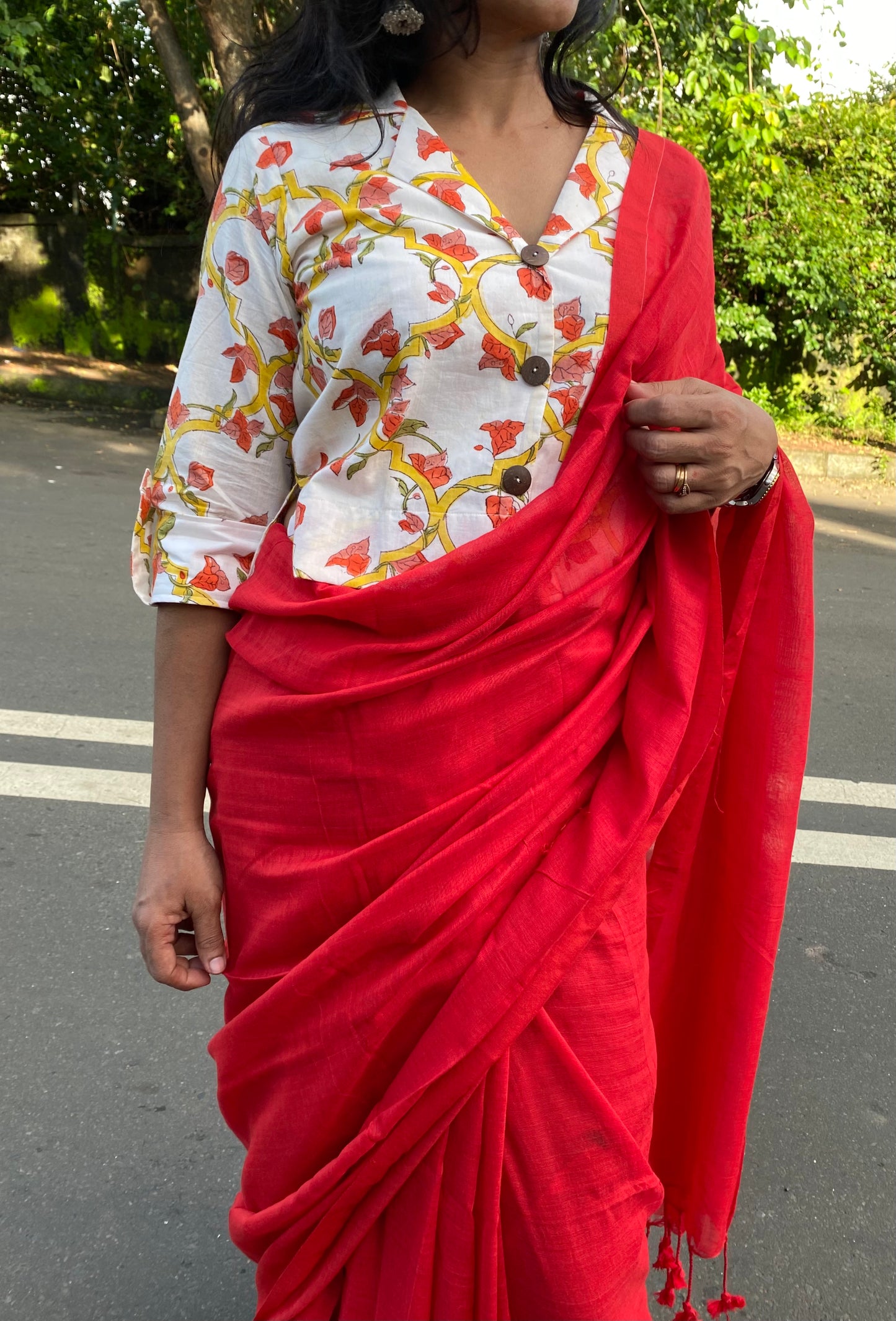 Rose Mul Cotton Saree