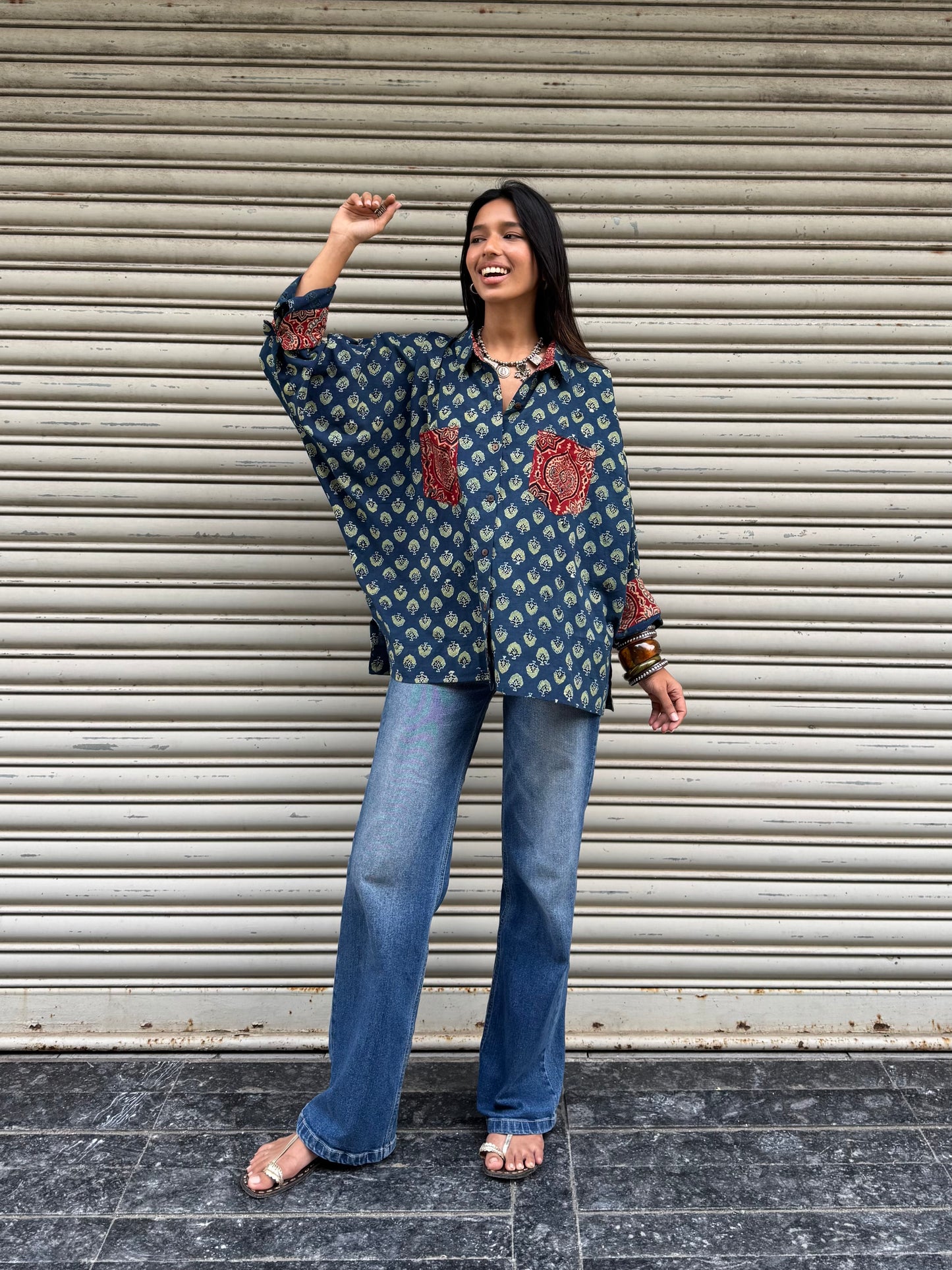 Moss Ajrakh Cotton Shirt
