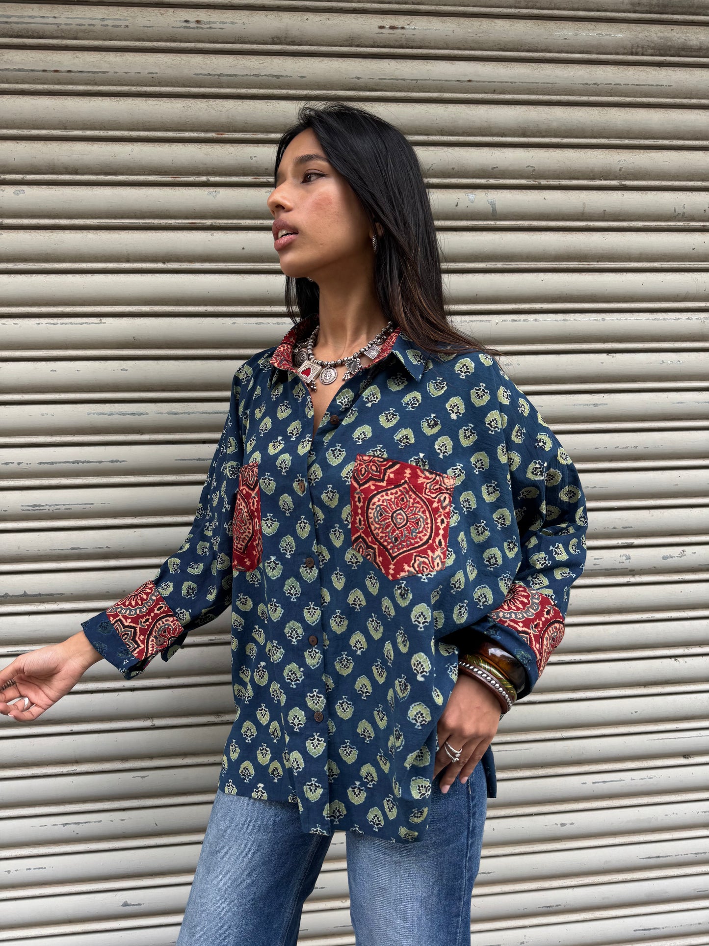 Moss Ajrakh Cotton Shirt