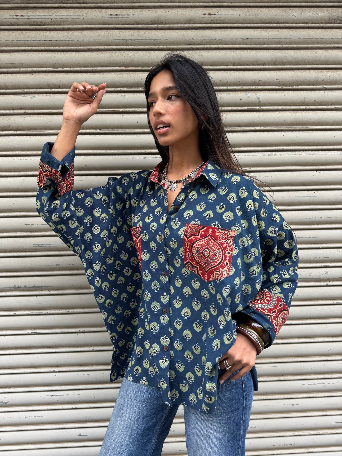 Moss Ajrakh Cotton Shirt