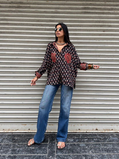 Wildflower Ajrakh Cotton Shirt