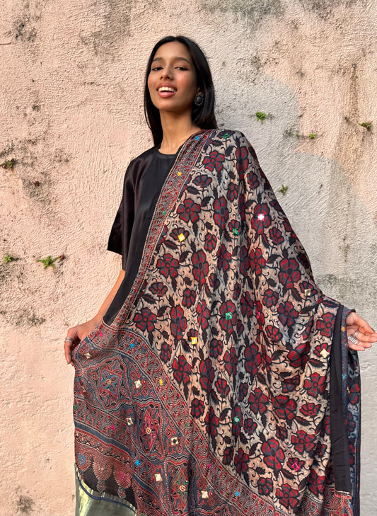 Sakhi Modal Silk Embroidered Dupatta