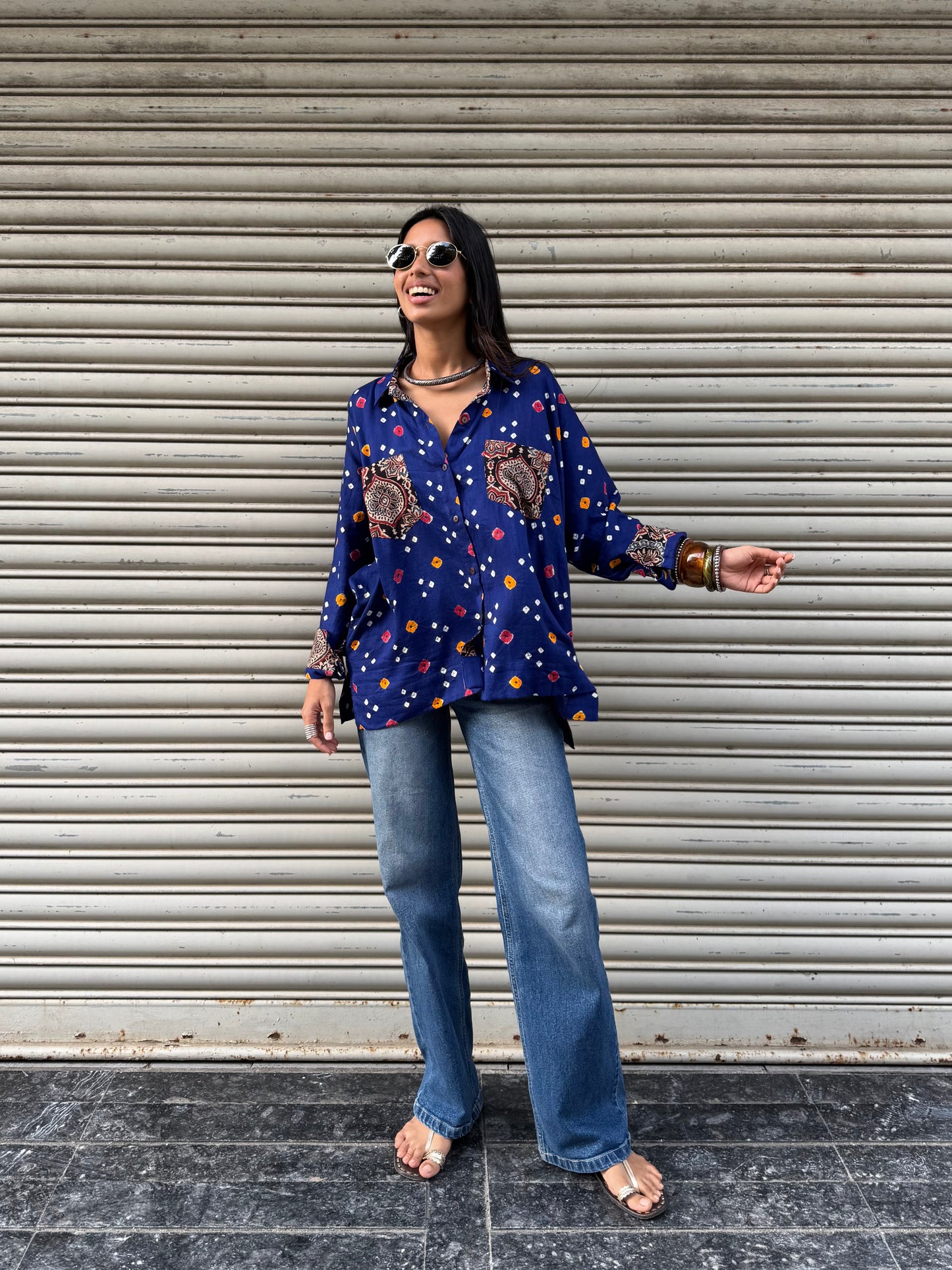 Ink Bandhani Cotton Shirt