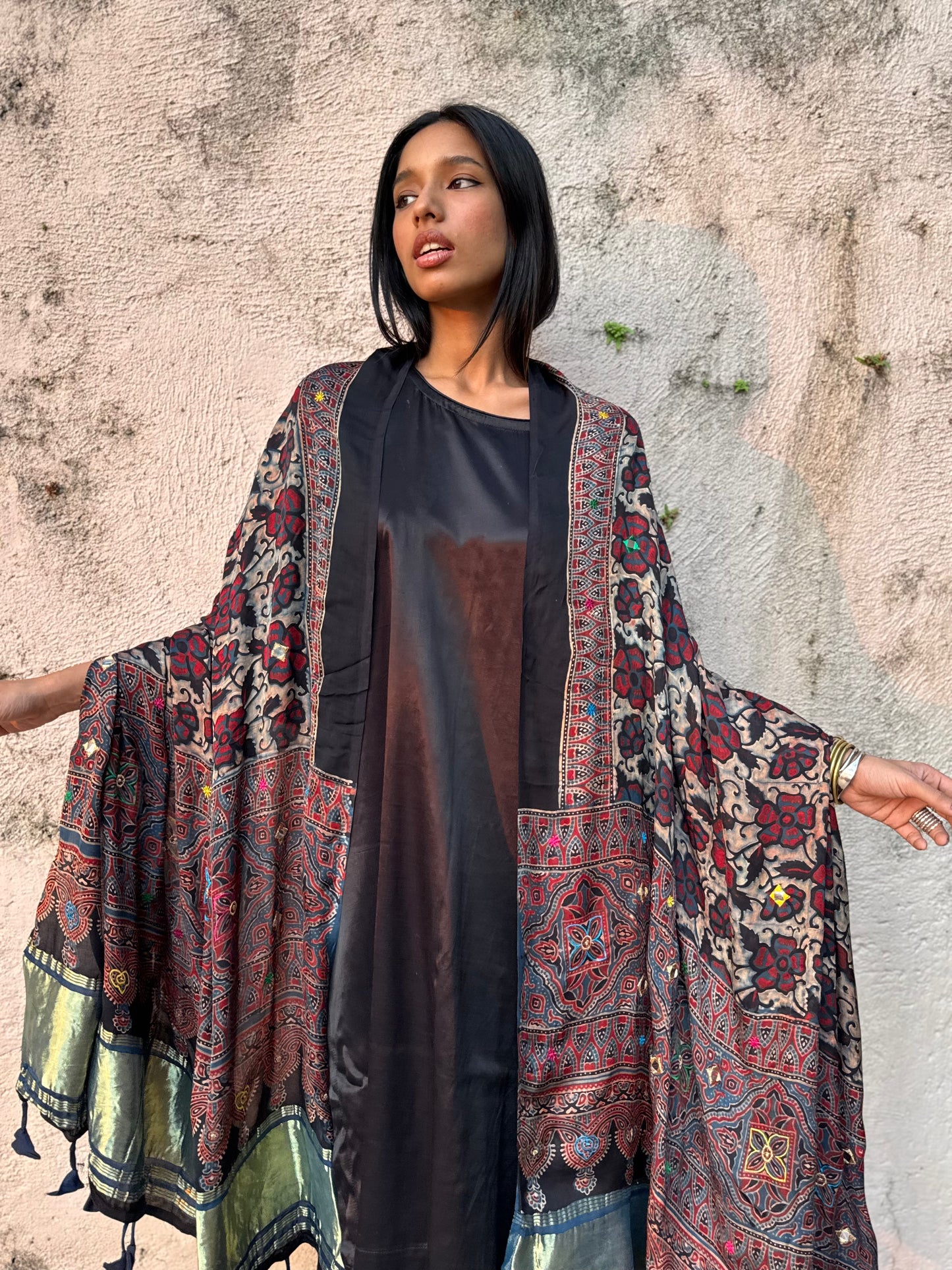 Sakhi Modal Silk Embroidered Dupatta