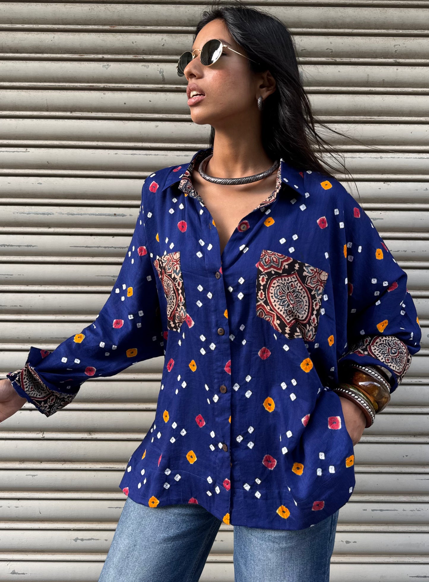 Ink Bandhani Cotton Shirt