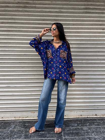 Ink Bandhani Cotton Shirt