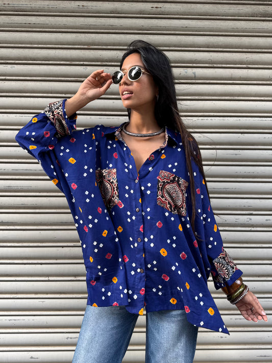 Ink Bandhani Cotton Shirt