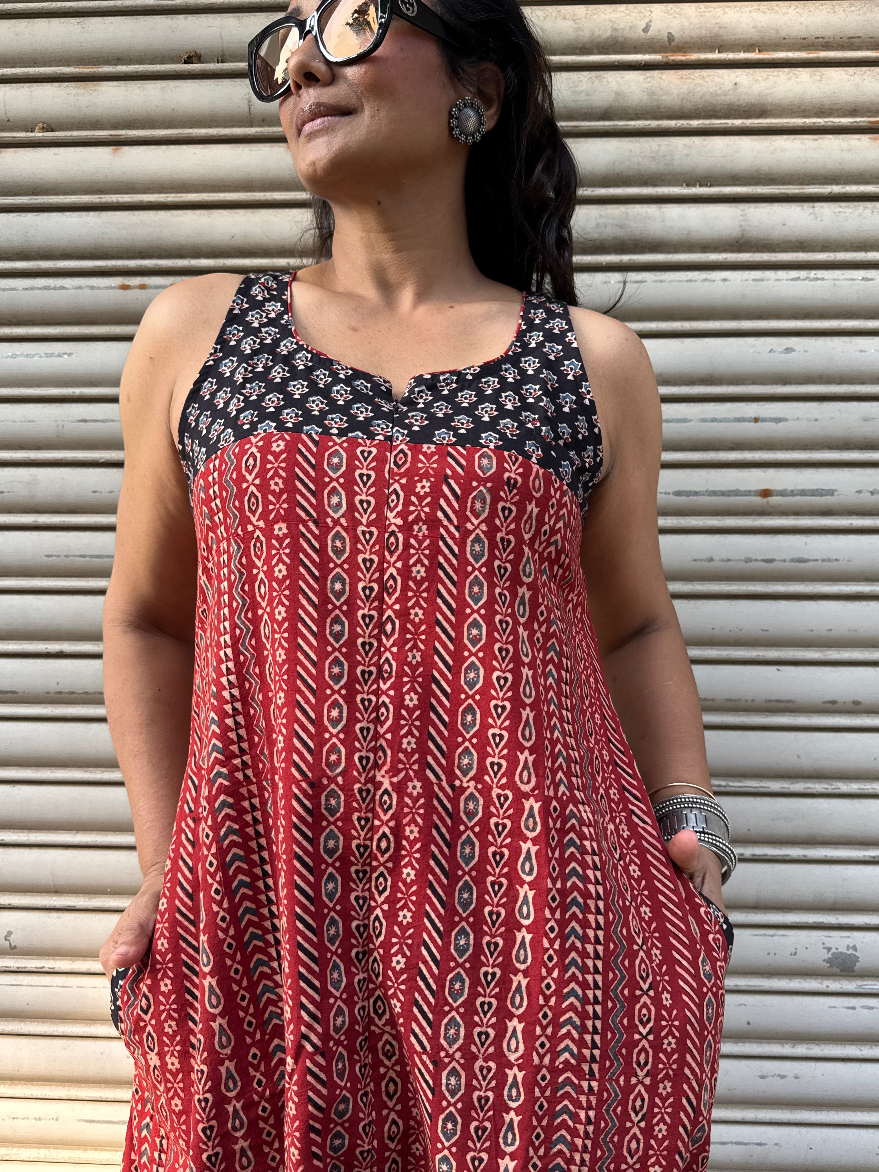 Mud Striped Ajrakh Dhoti Jumpsuit