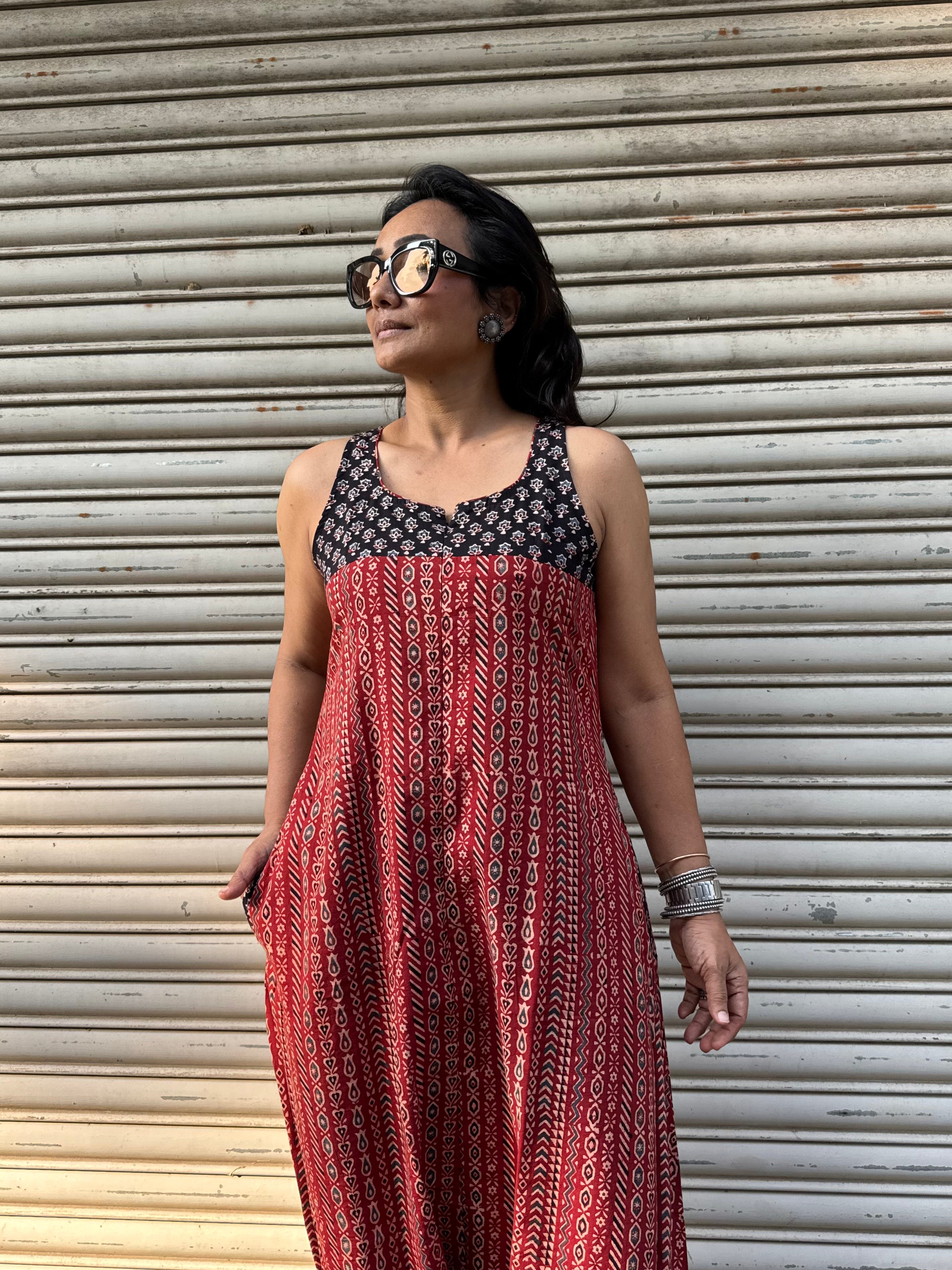 Mud Striped Ajrakh Dhoti Jumpsuit