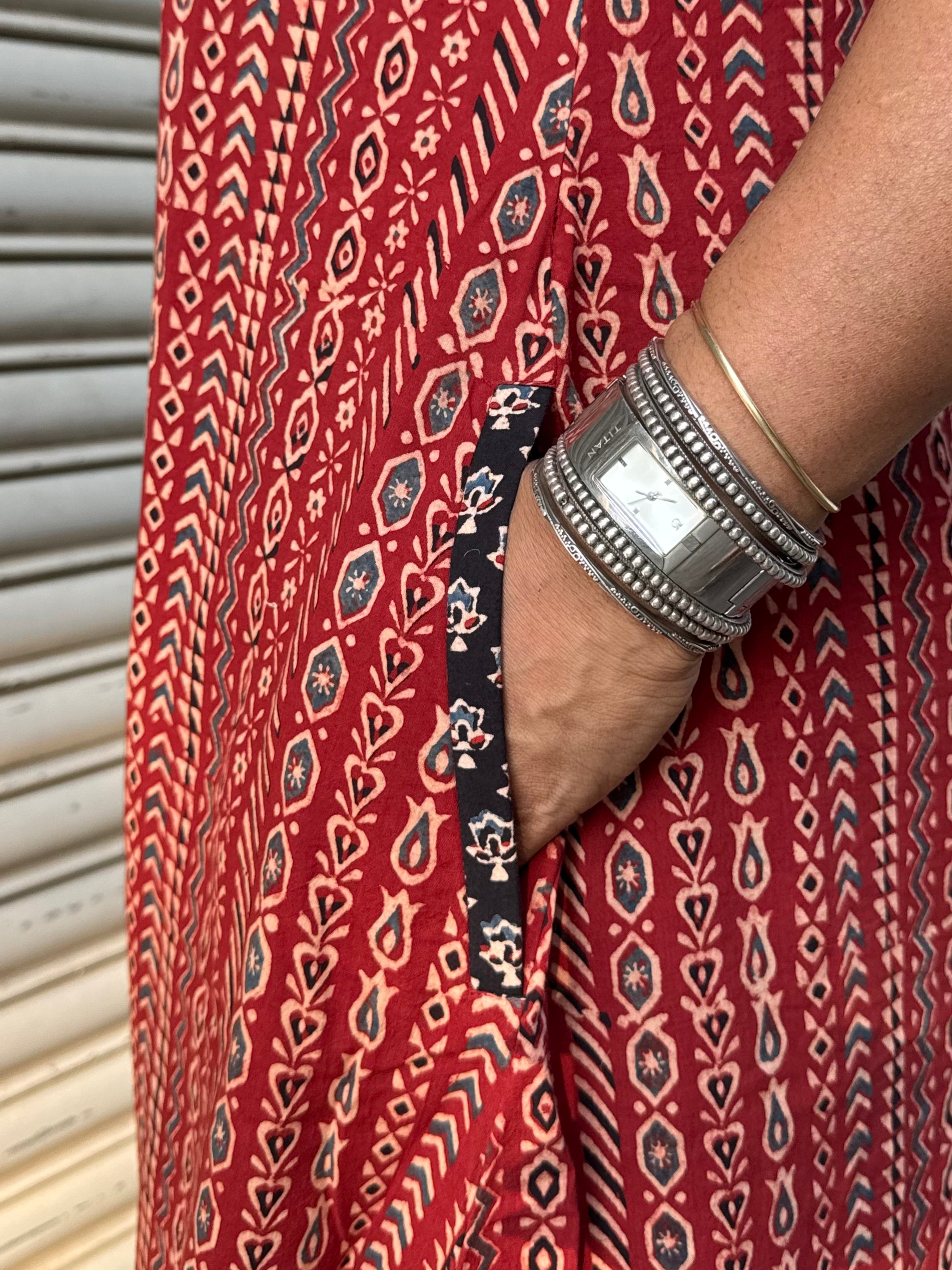 Mud Striped Ajrakh Dhoti Jumpsuit