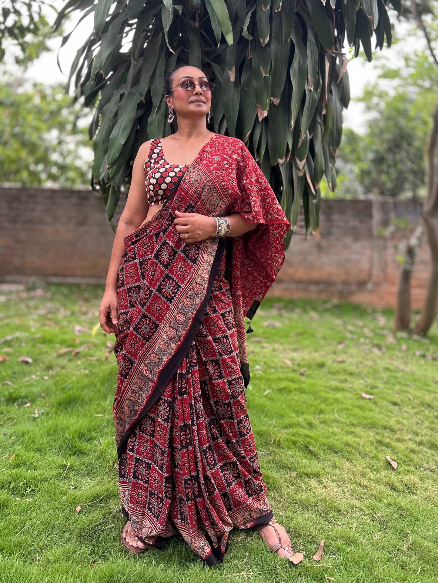 Mud Chakra Cotton Ajrakh saree