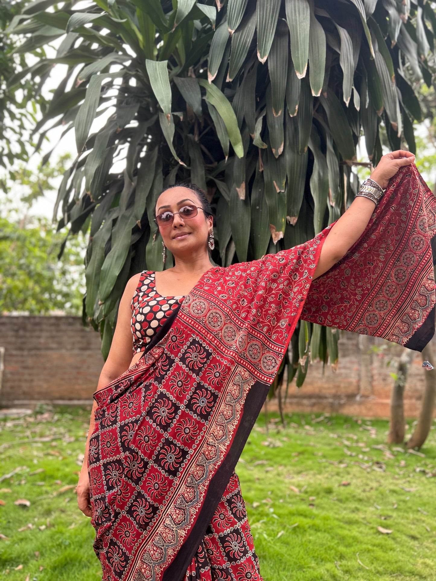 Mud Chakra Cotton Ajrakh saree