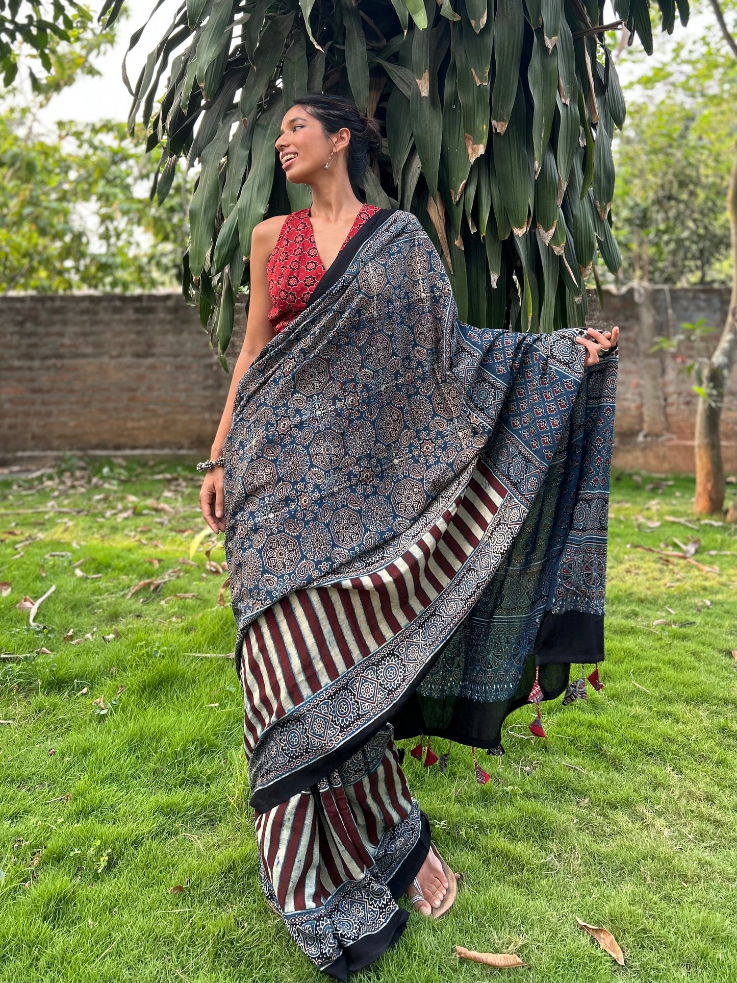 Shay Cotton Ajrakh saree