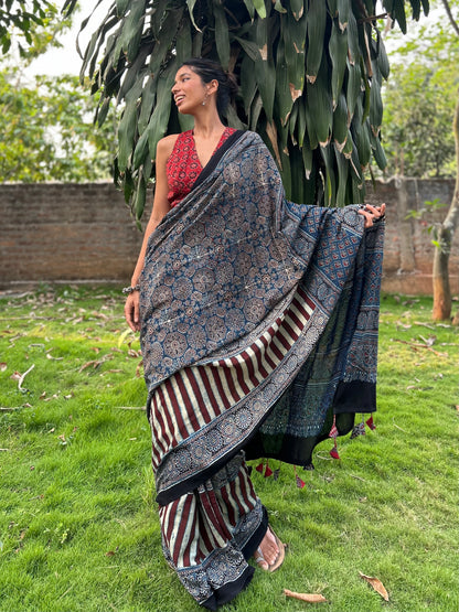 Shay Cotton Ajrakh saree