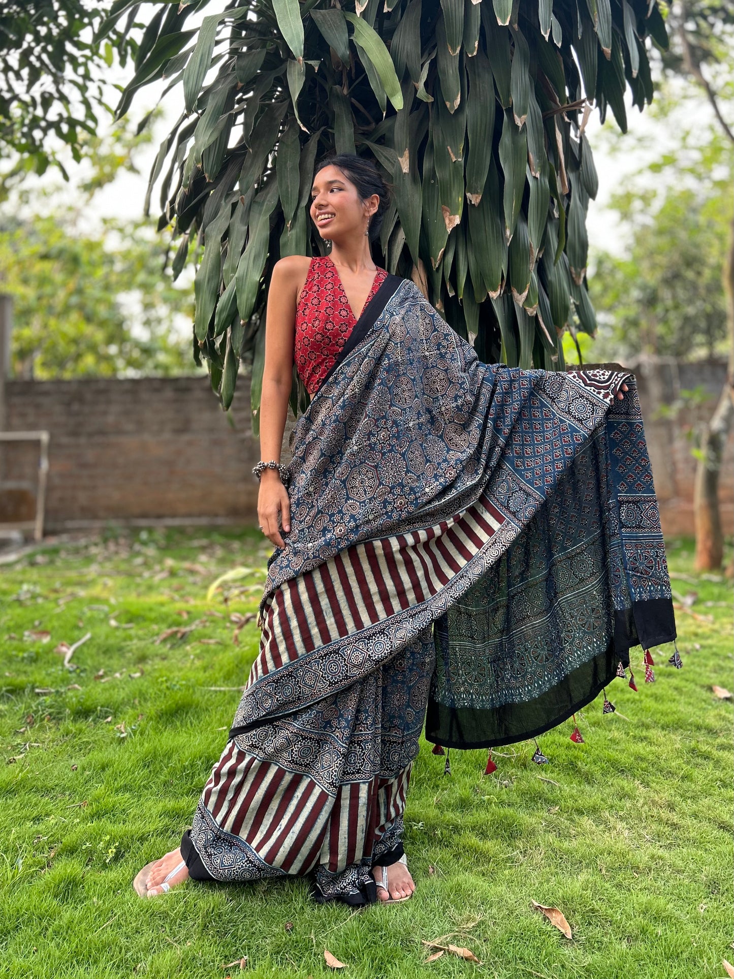 Shay Cotton Ajrakh saree