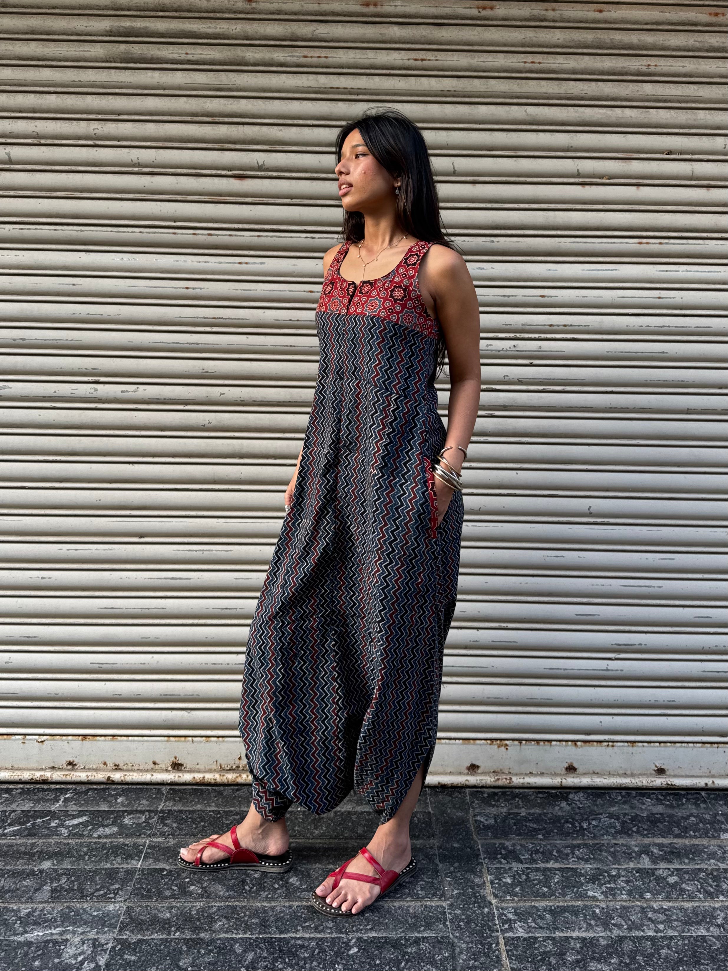 Neel Leheriya Ajrakh Dhoti Jumpsuit