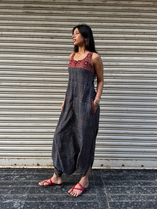 Neel Leheriya Ajrakh Dhoti Jumpsuit