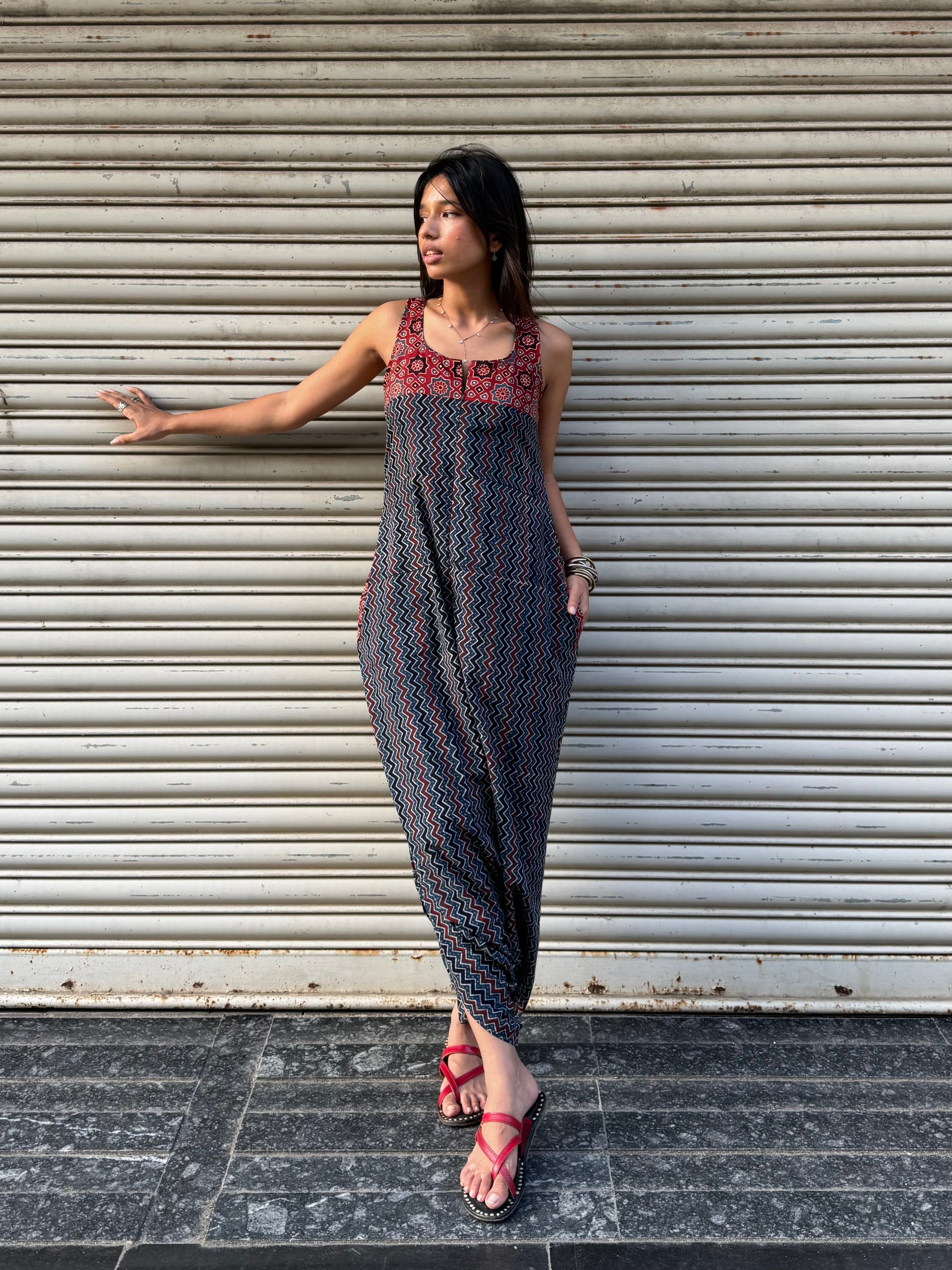 Neel Leheriya Ajrakh Dhoti Jumpsuit