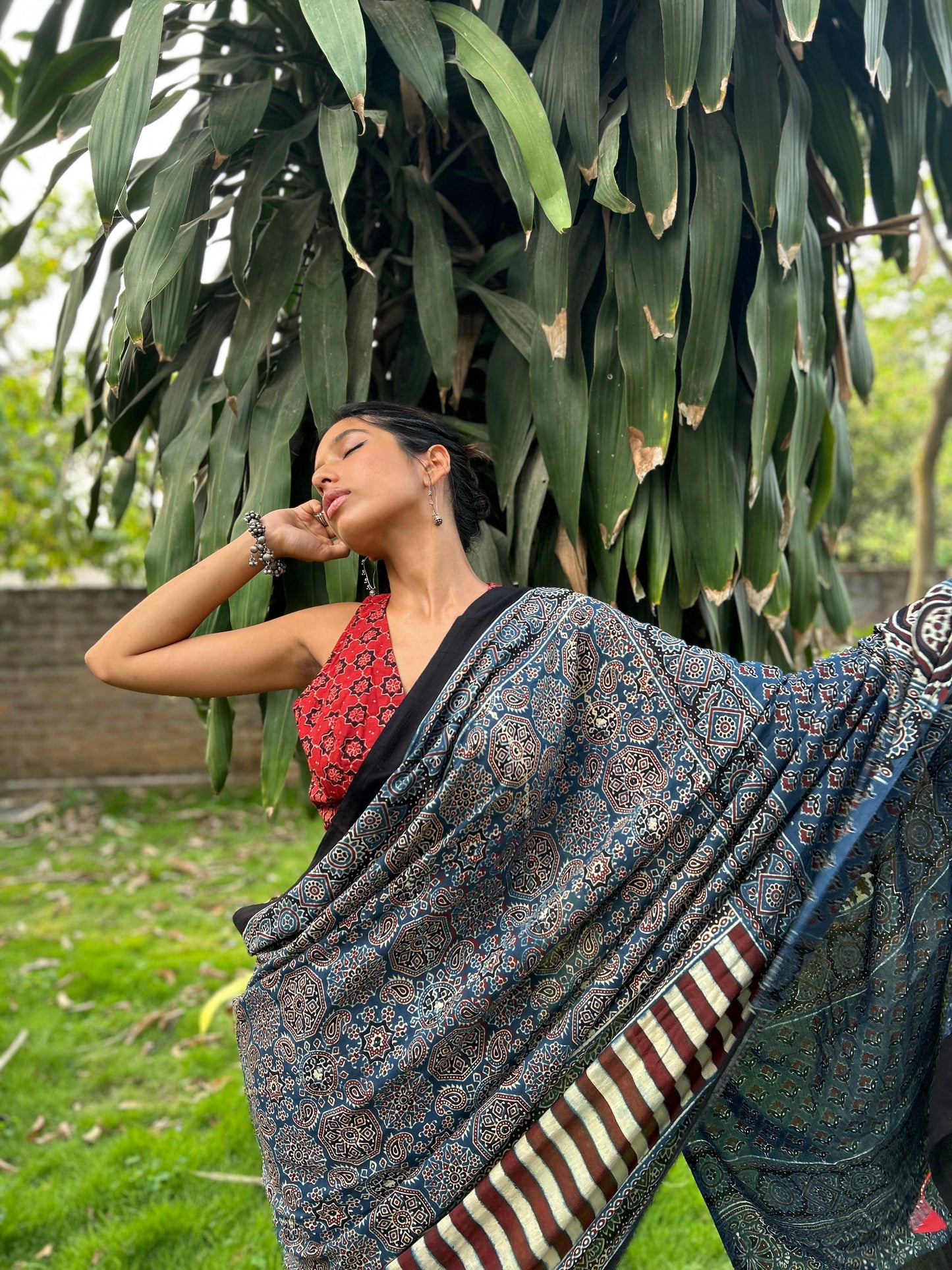 Shay Cotton Ajrakh saree