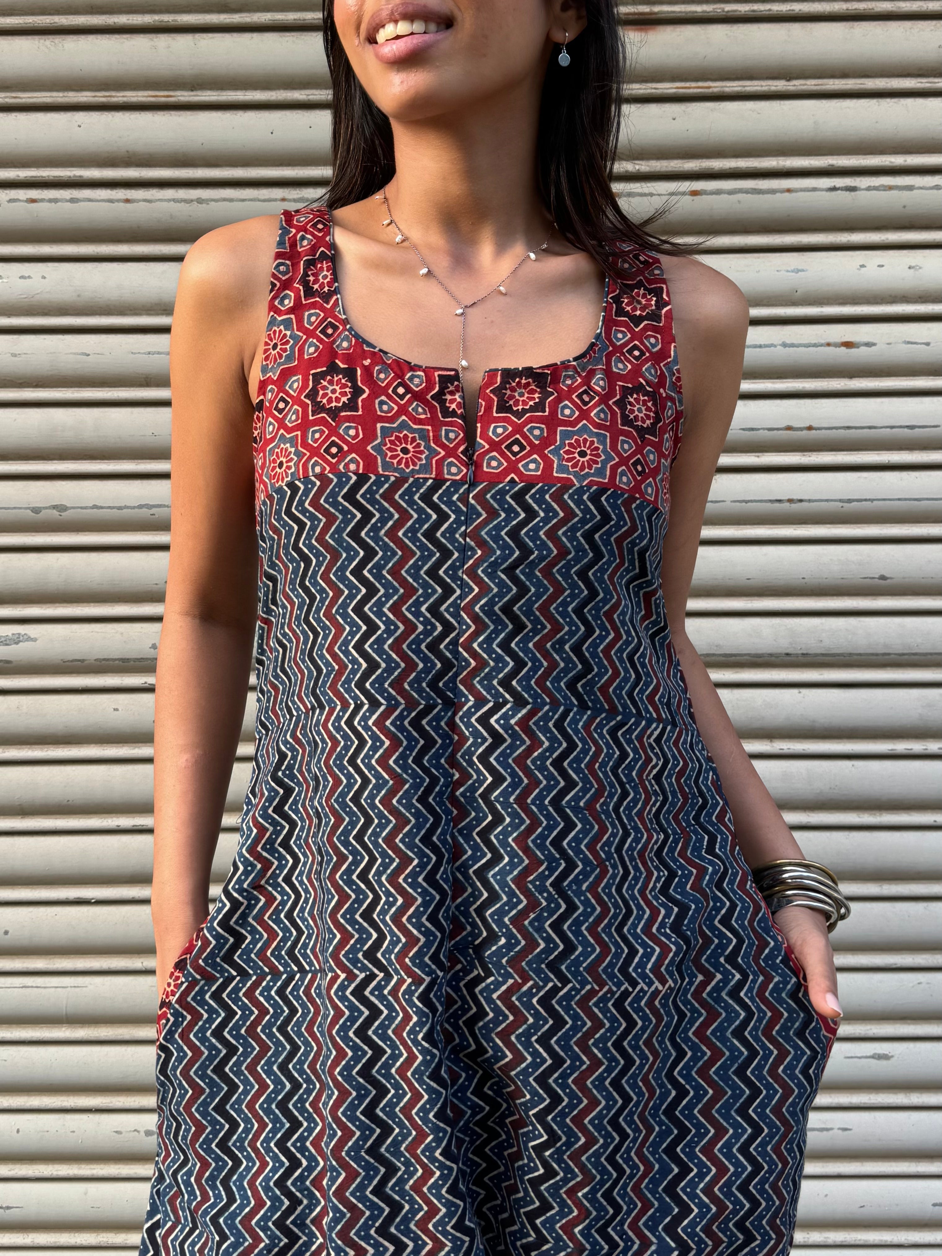 Neel Leheriya Ajrakh Dhoti Jumpsuit