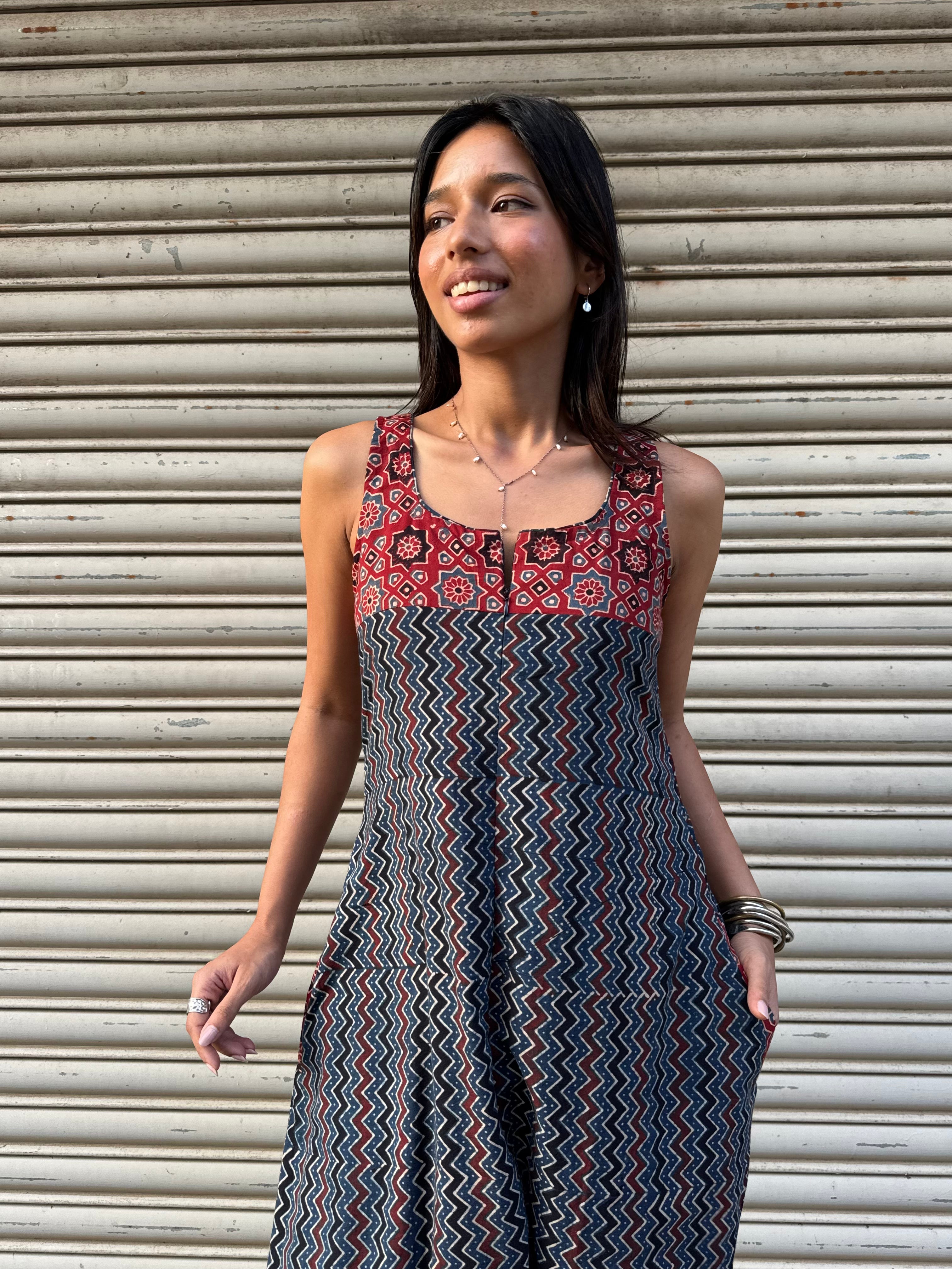 Neel Leheriya Ajrakh Dhoti Jumpsuit