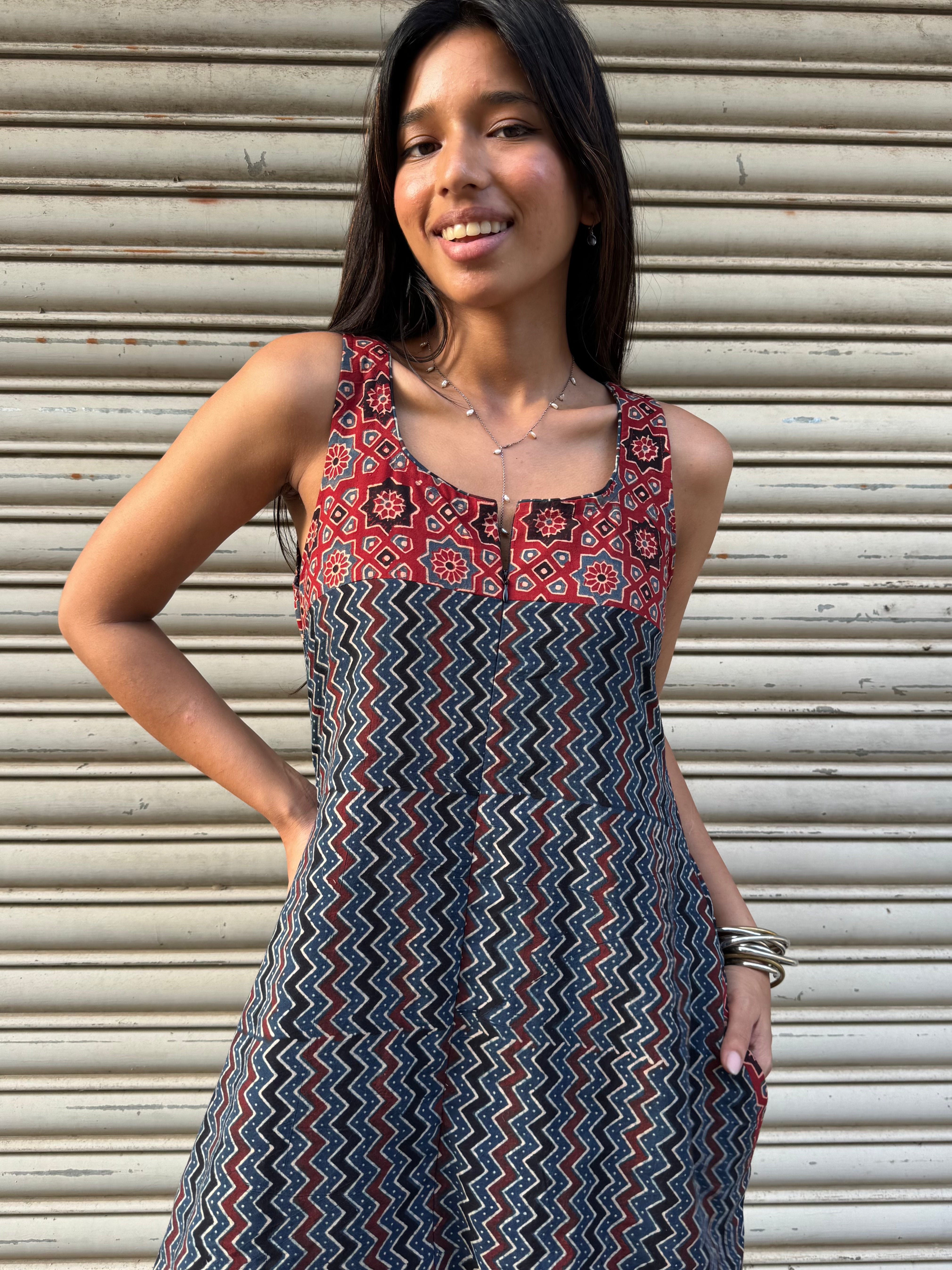 Neel Leheriya Ajrakh Dhoti Jumpsuit