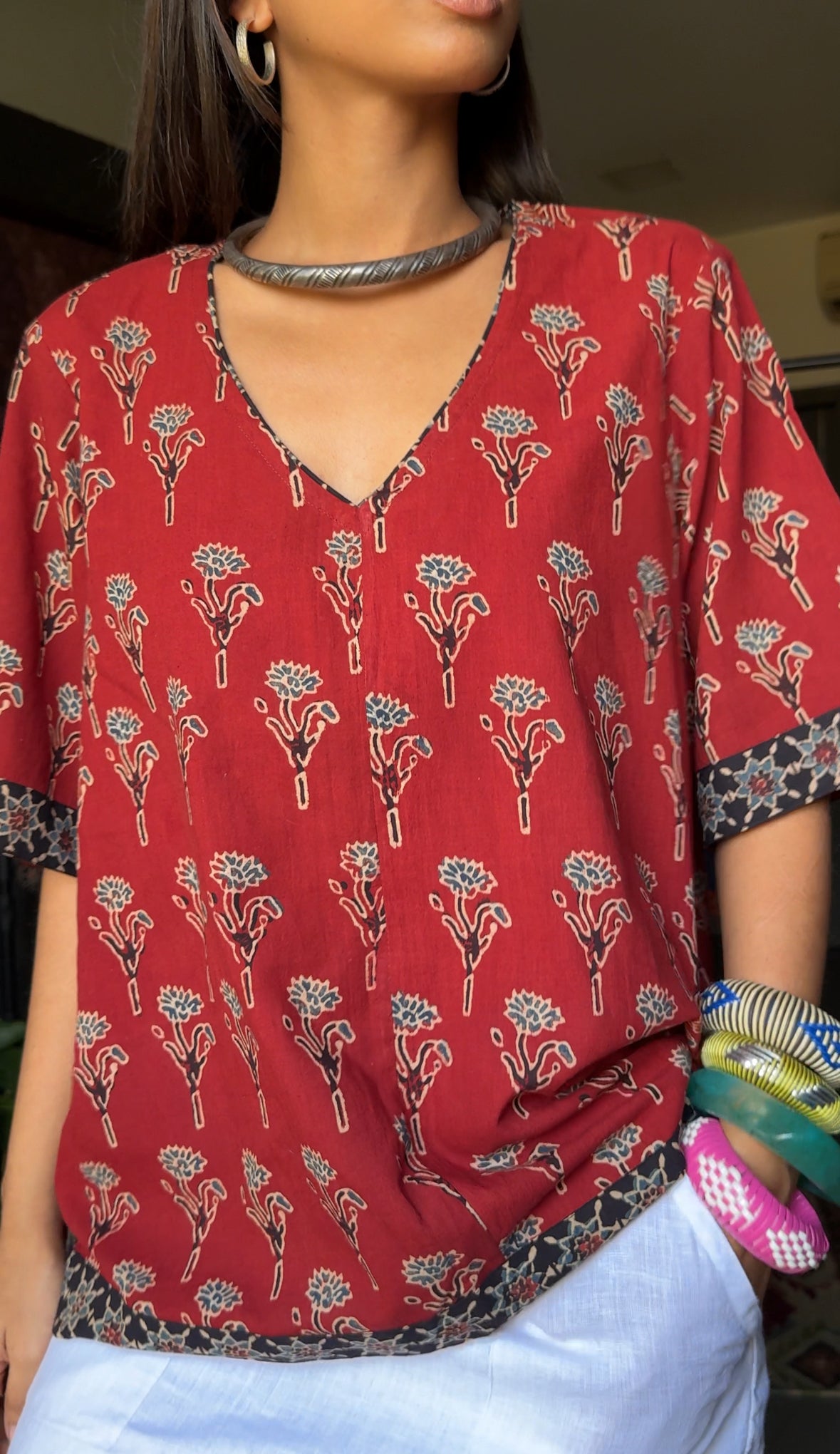Ruby Ajrakh Cotton Boxy Top