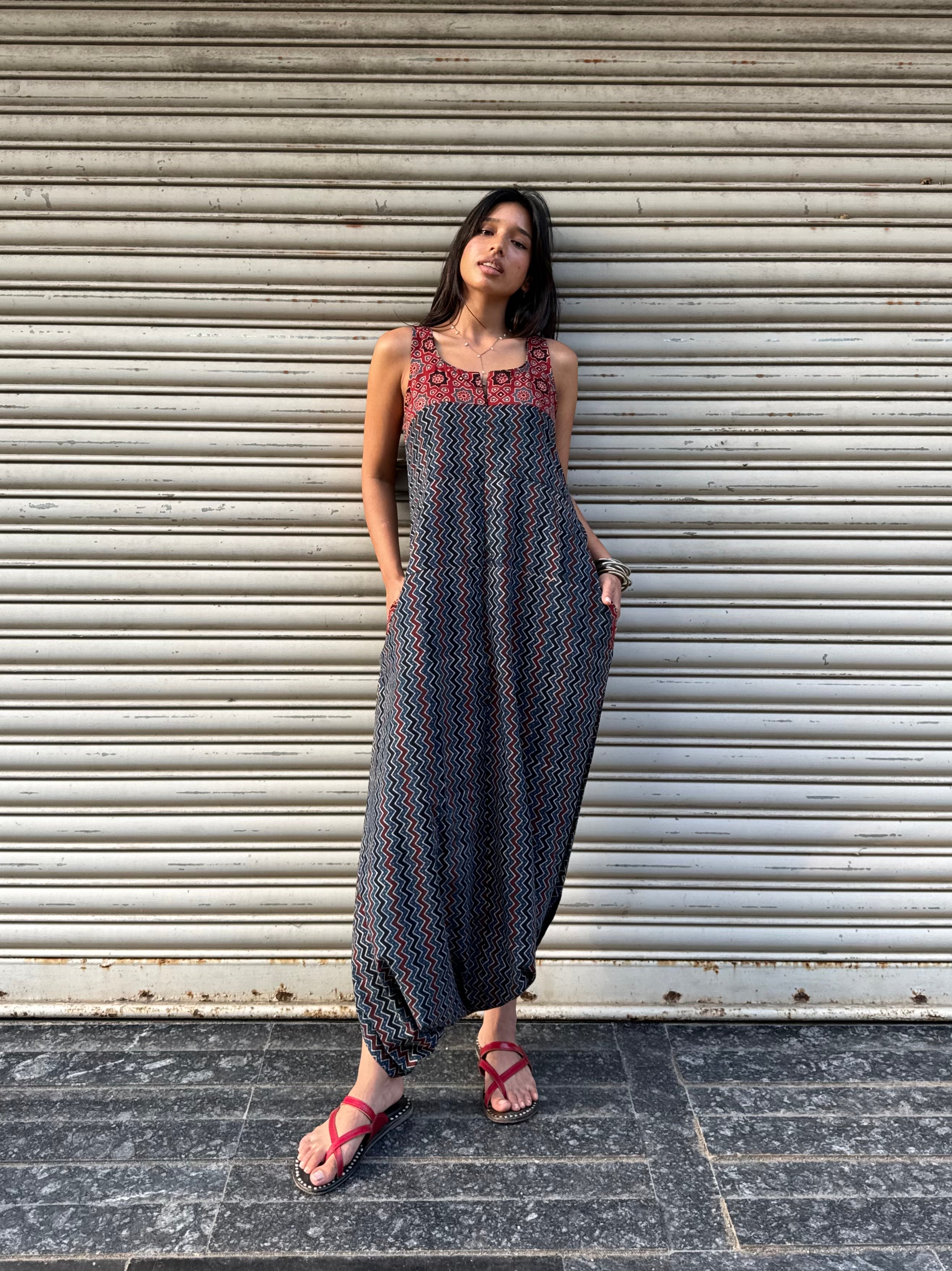 Neel Leheriya Ajrakh Dhoti Jumpsuit