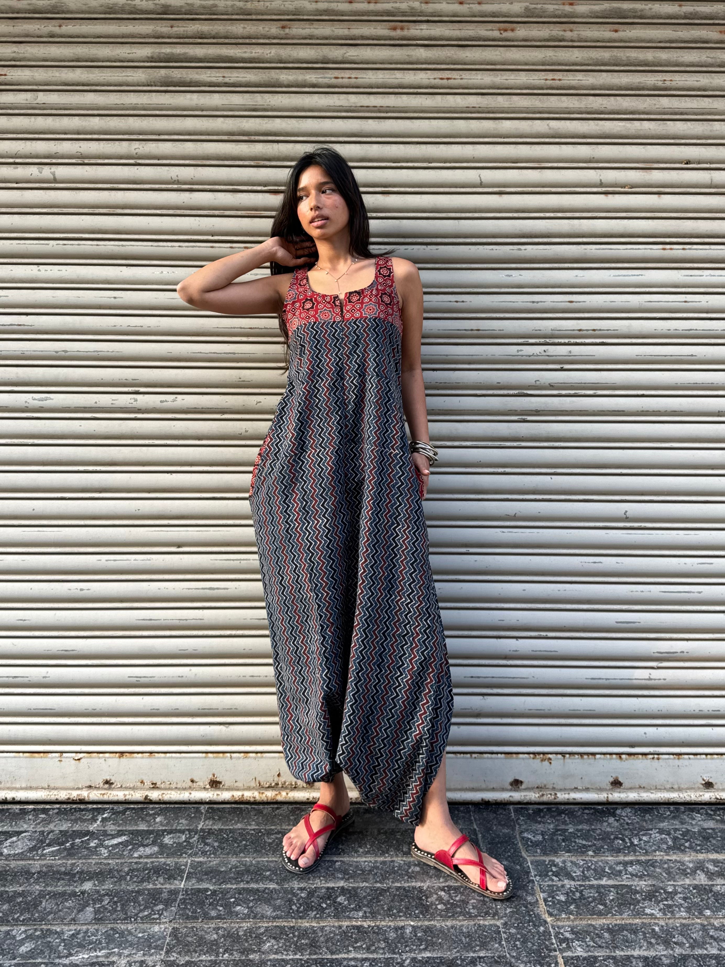 Neel Leheriya Ajrakh Dhoti Jumpsuit
