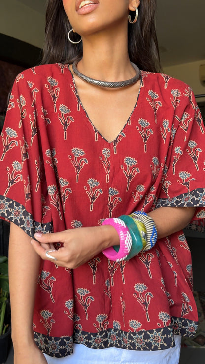 Ruby Ajrakh Cotton Boxy Top