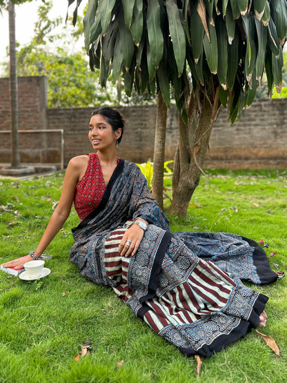 Shay Cotton Ajrakh saree