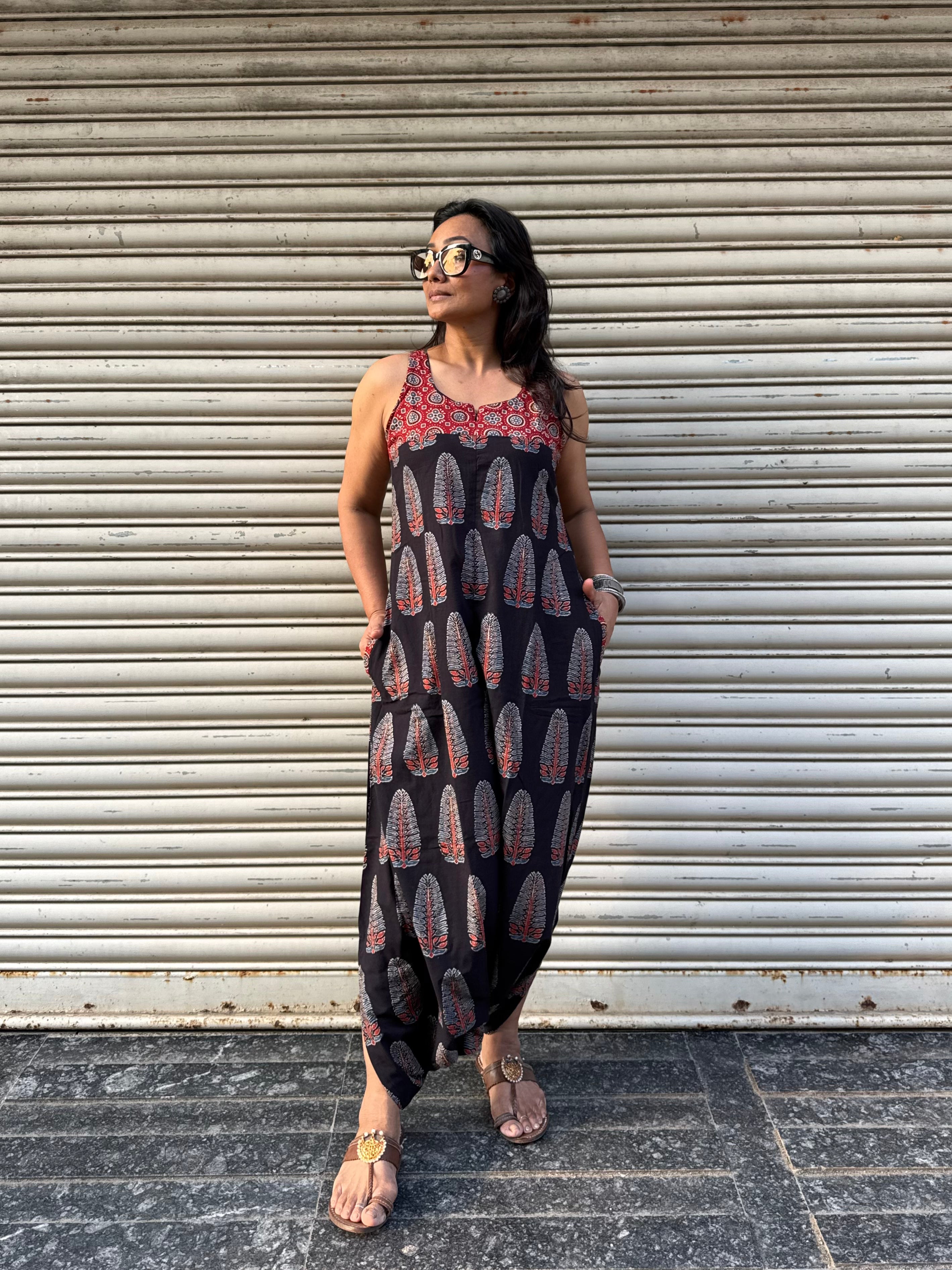 Kaala Anaaras Ajrakh Dhoti Jumpsuit
