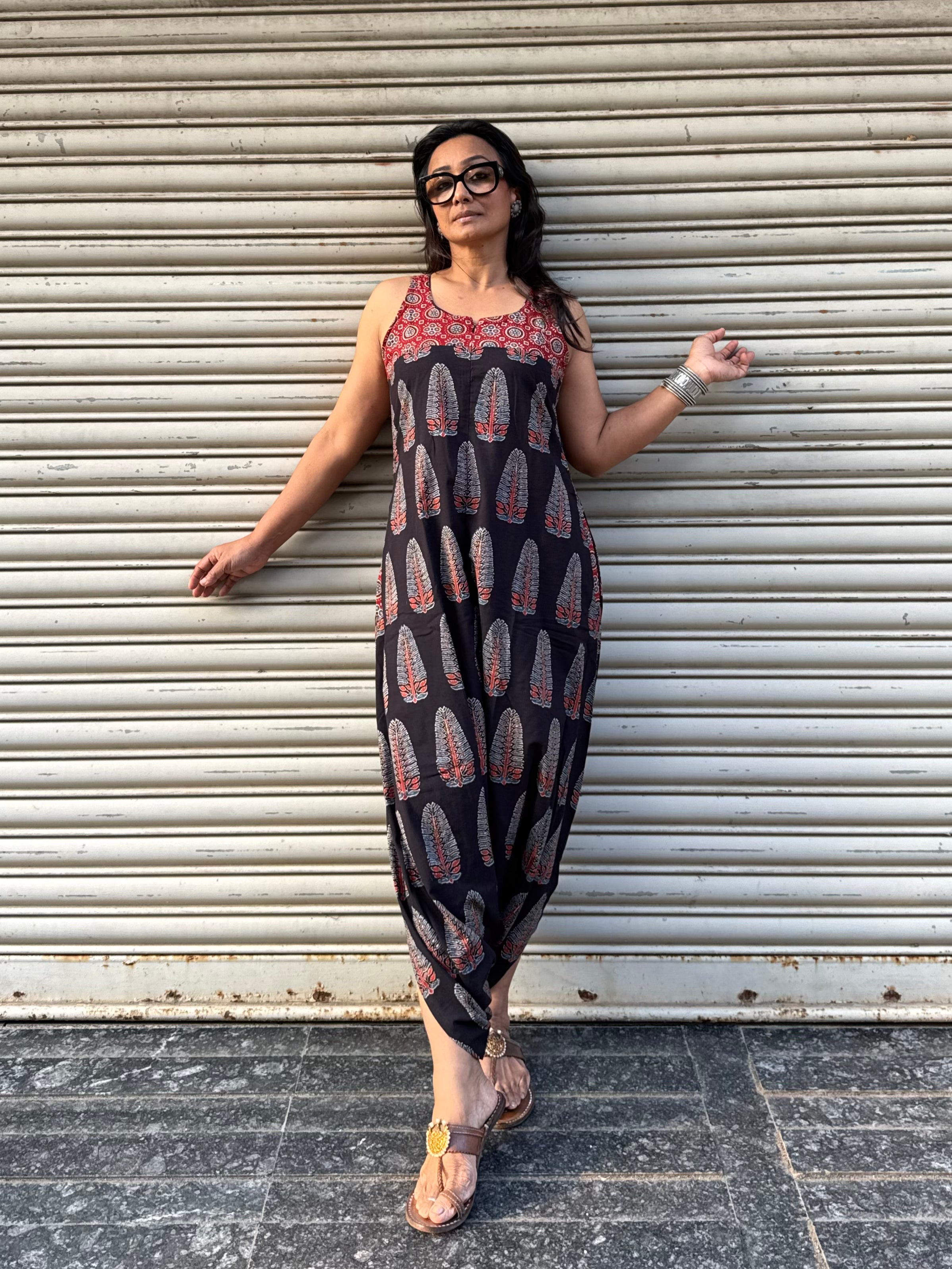 Kaala Anaaras Ajrakh Dhoti Jumpsuit