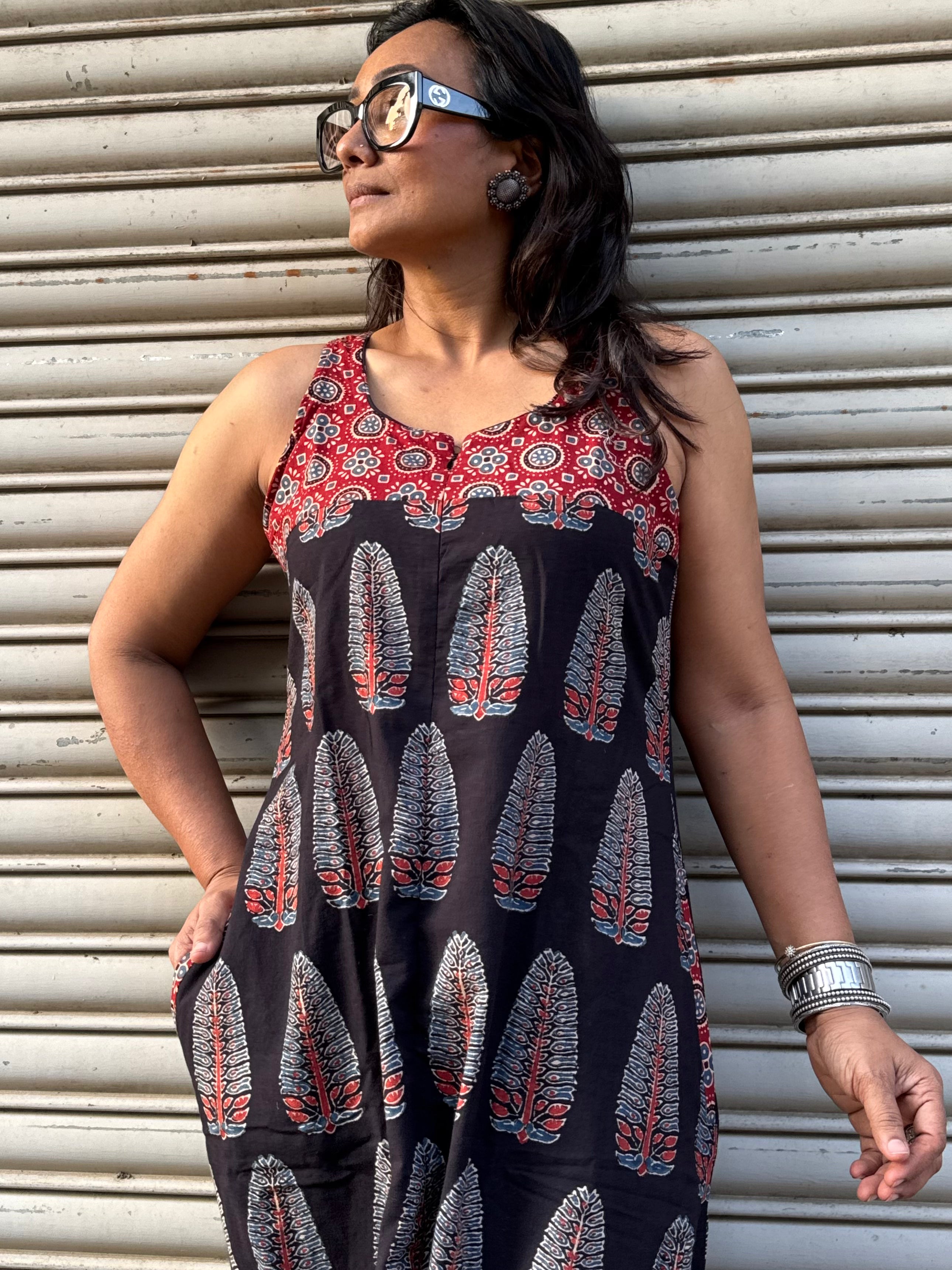 Kaala Anaaras Ajrakh Dhoti Jumpsuit