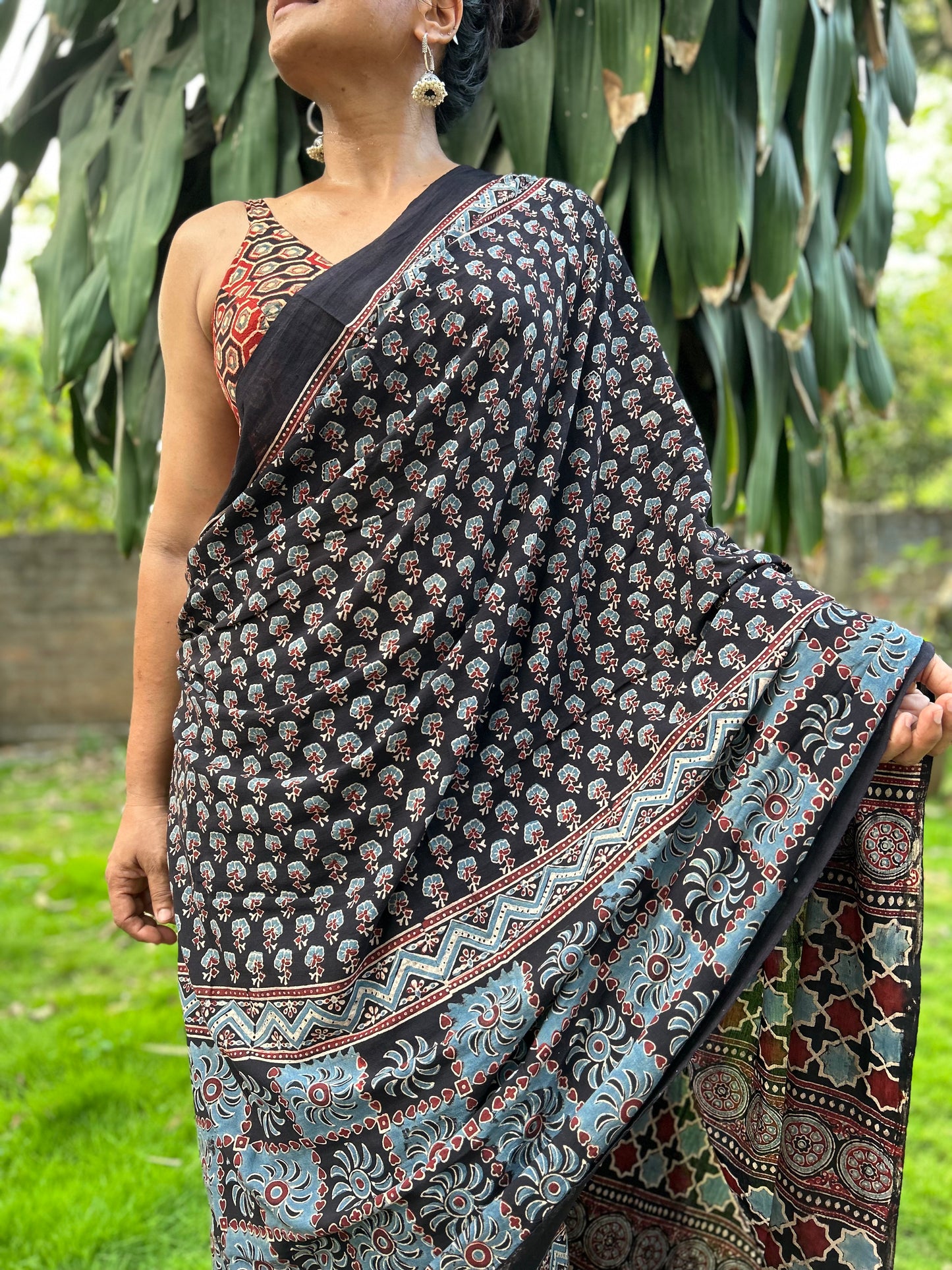 Jaamun Cotton Ajrakh saree
