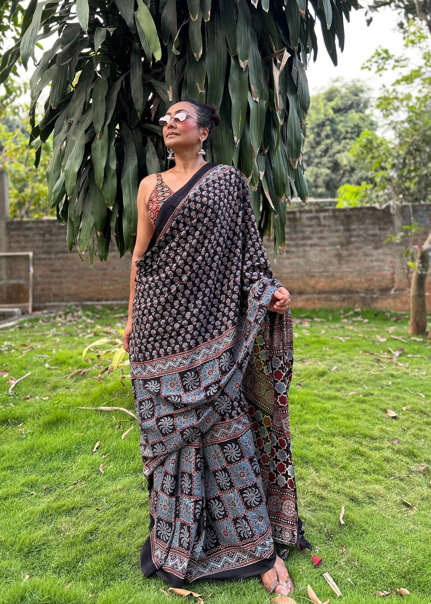 Jaamun Cotton Ajrakh saree