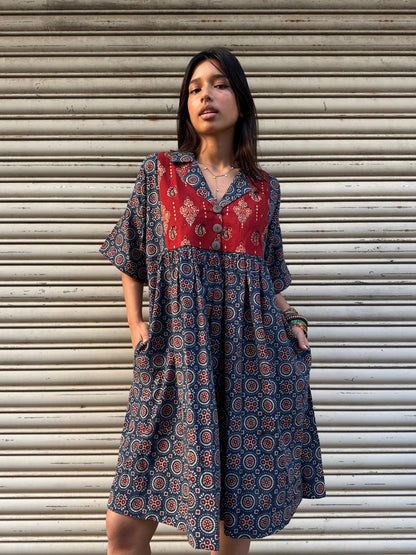 Indigo Chulbuli Cotton Dress (READY TO DISPATCH)