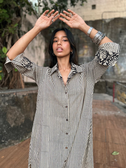 Monochrome Striped Shirt dress