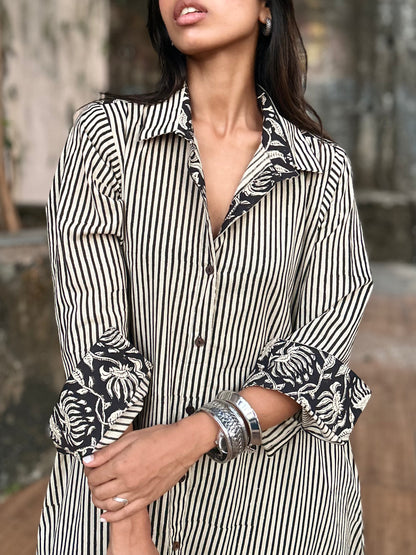 Monochrome Striped Shirt dress