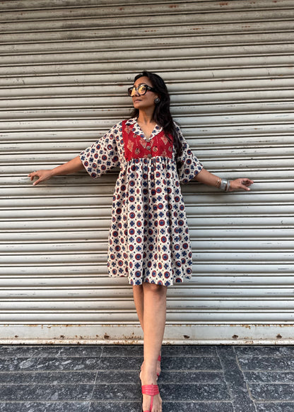 Vanilla Chulbuli Cotton Dress (READY TO DISPATCH)