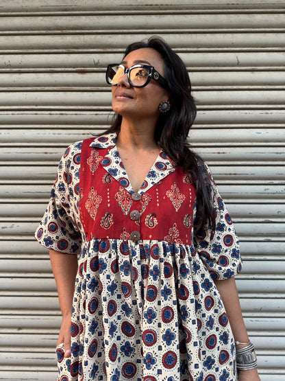 Vanilla Chulbuli Cotton Dress (READY TO DISPATCH)
