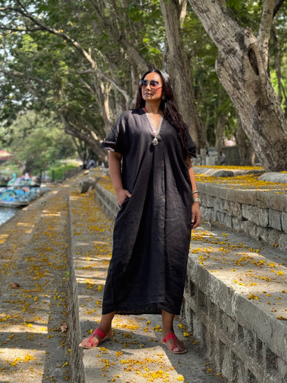 Black Summer linen dress