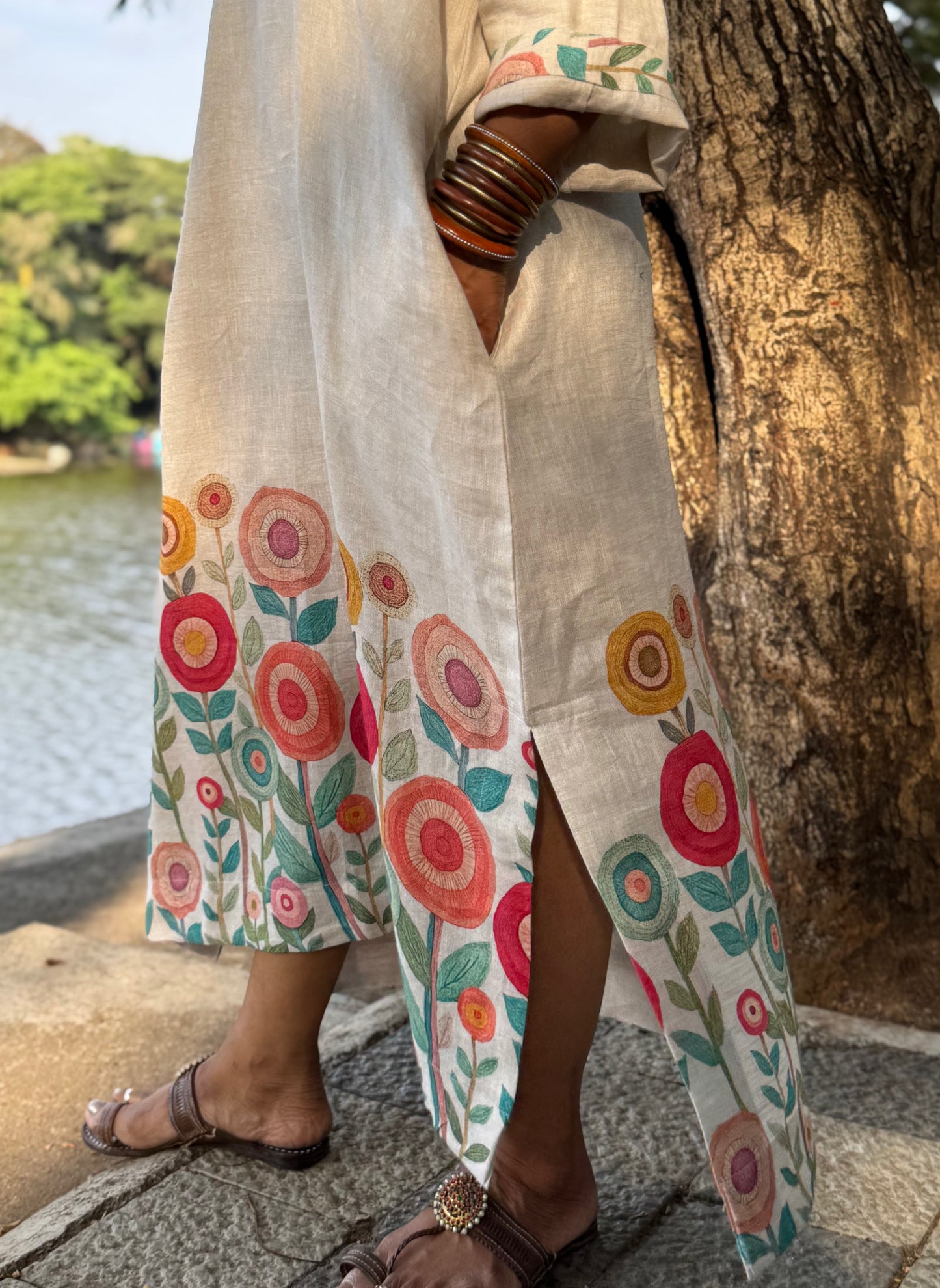 Garden linen kaftan dress