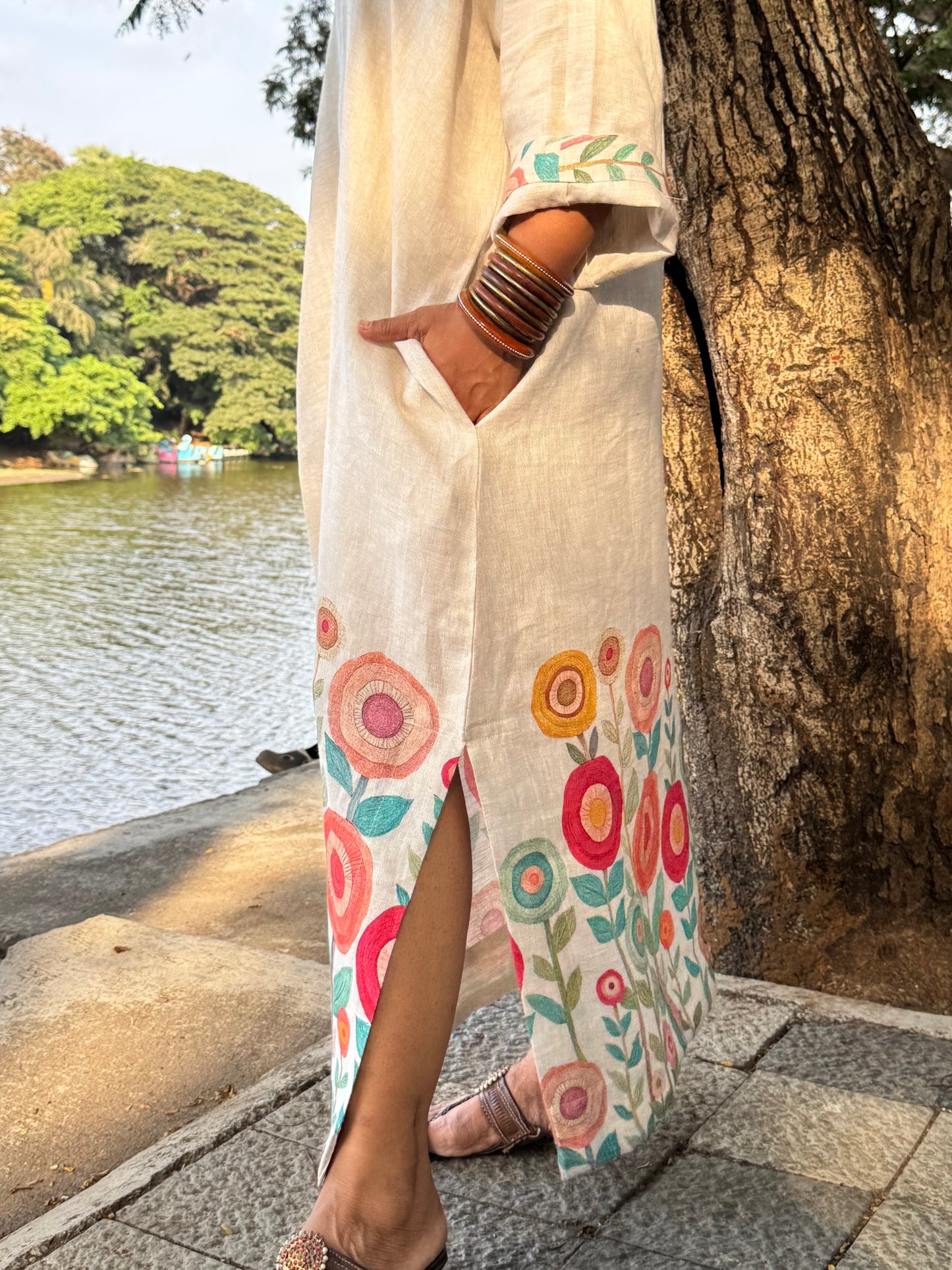 Garden linen kaftan dress