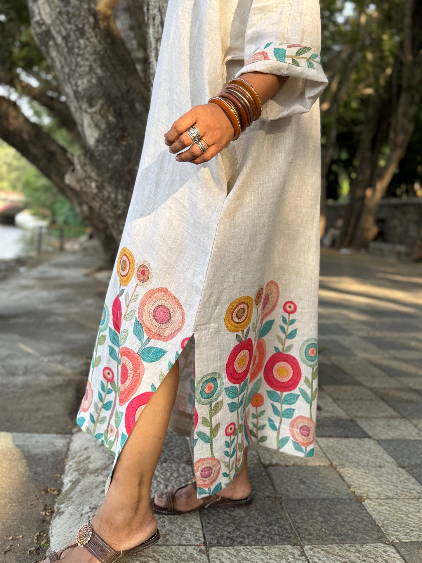 Garden linen kaftan dress