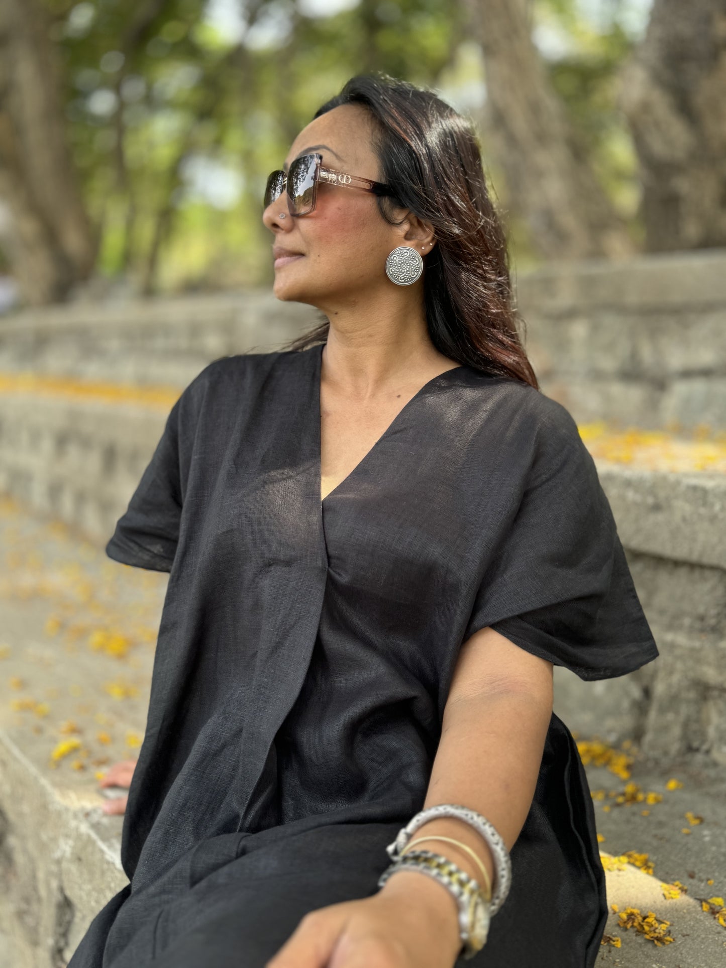 Black Summer linen dress